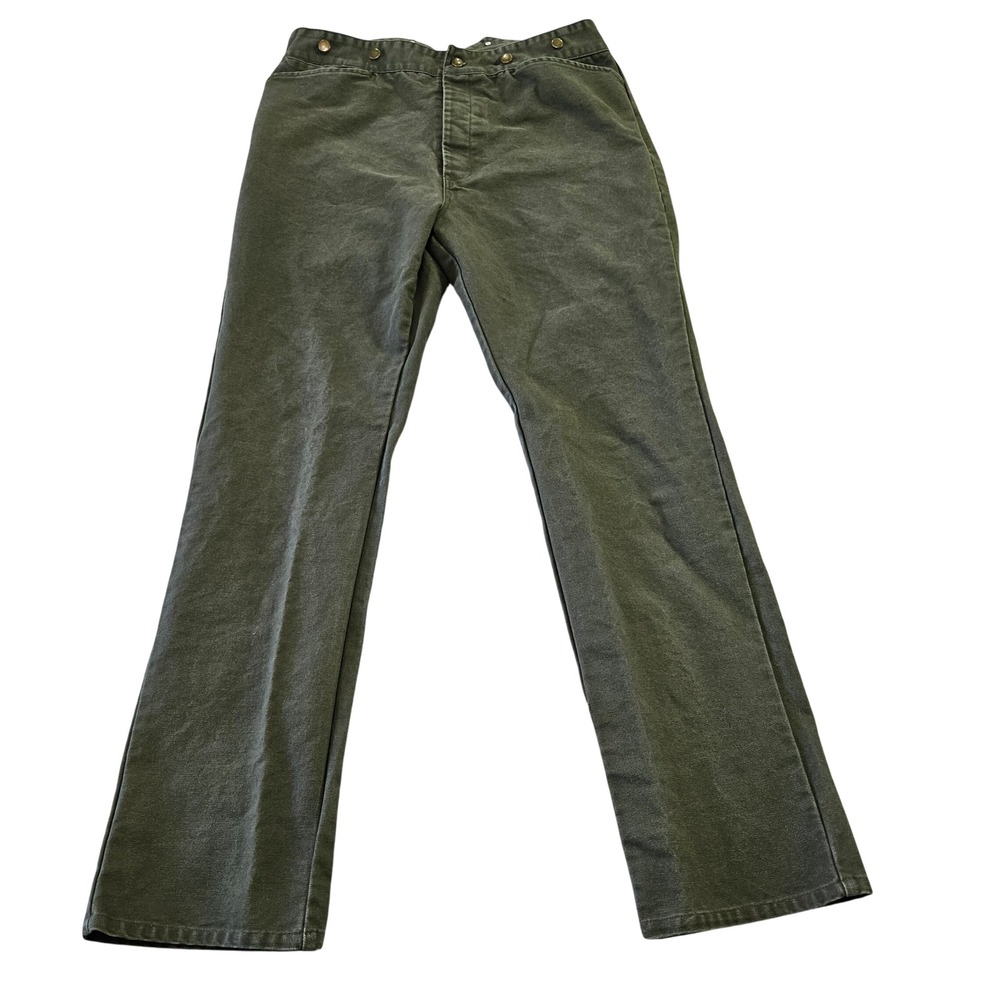 Frontier Classics Army Green Canvas Western Buckle Back Suspender Pants Sz 40